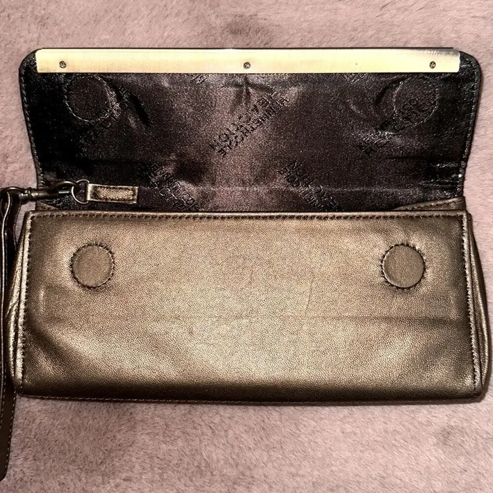 KENNETH COLE Reaction Antique Gold Leather Wristlet